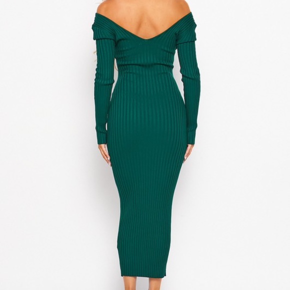 💚 LAST ONE 💚 Sexy Elegant Ribbed Knit Long Sleeve Bodycon Midi Dress - Picture 3 of 7
